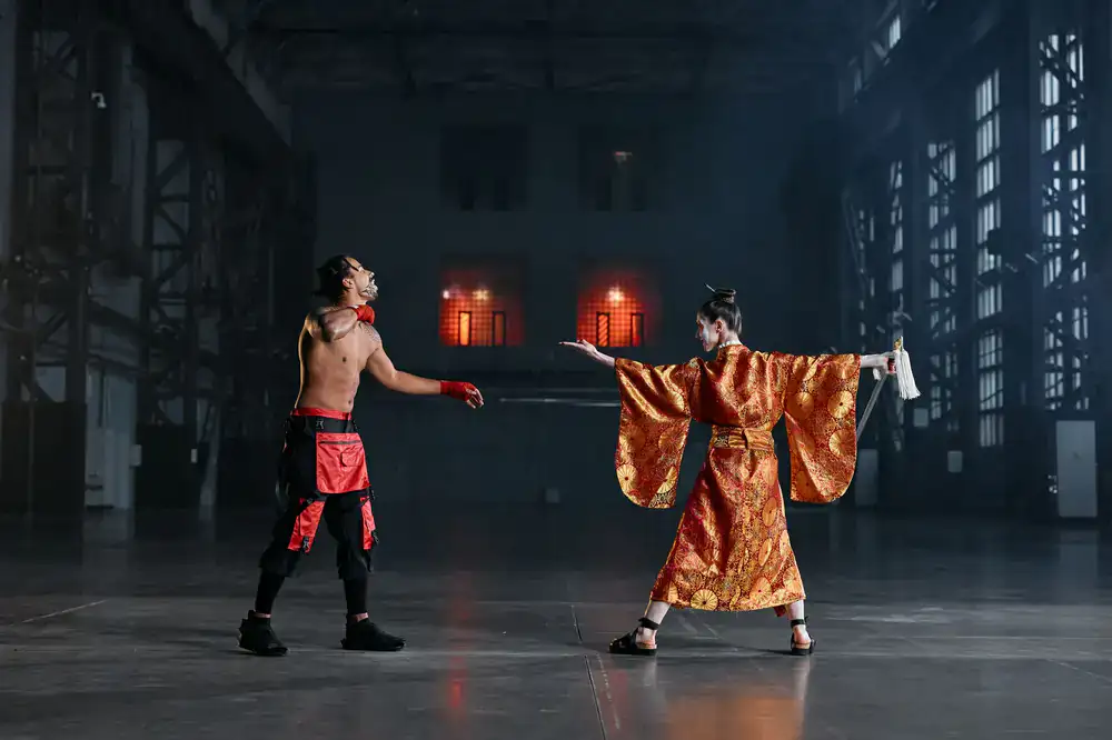 Two players facing off in a fighting game