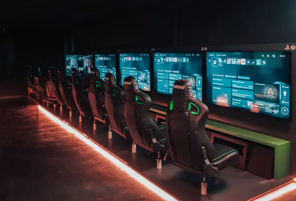 High-end console gaming station at Combo Café