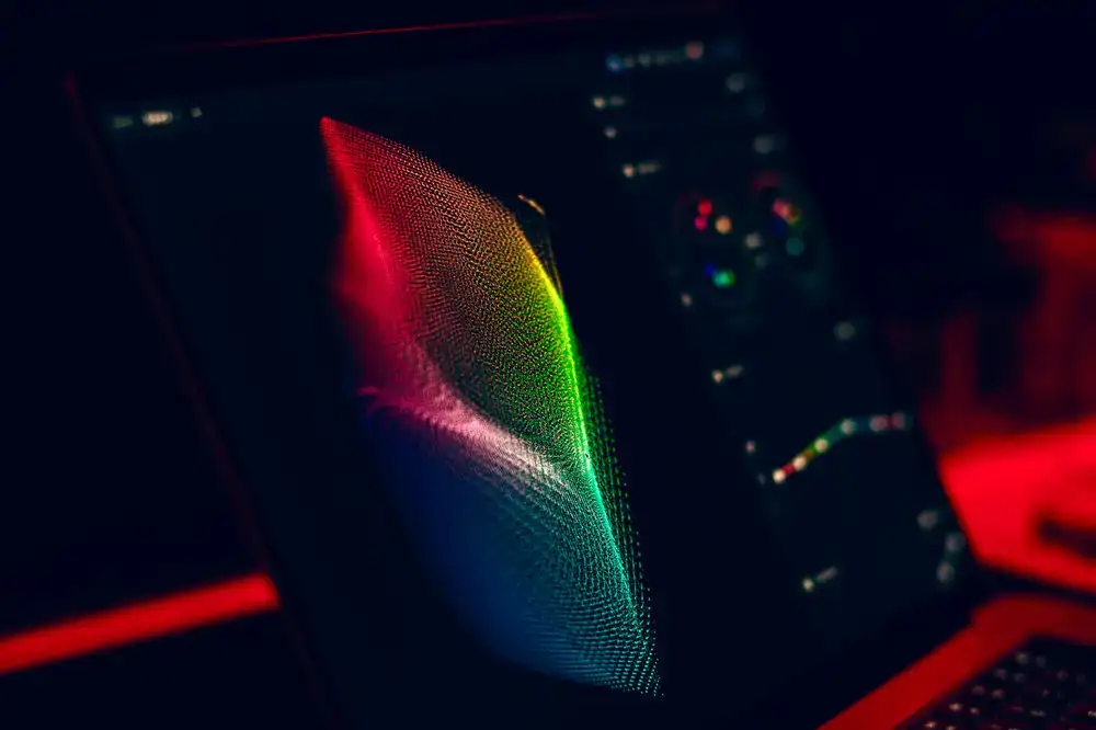 Close up of a 4K gaming monitor displaying vibrant colors